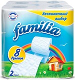 Туалетная бумага Familia белая 2-слойная 8 рулонов