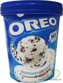 Мороженое ванильное с кусочками шоколадного печенья Oreo, 480 гр., ПЭТ стакан