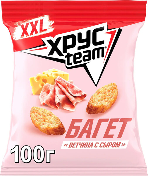 Сухарики Хрусteam Багет Сыр-Ветчина 100 г  