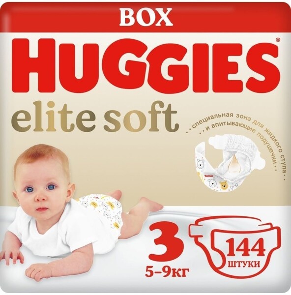 HUGGIES / Подгузники Huggies Elite Soft 3 (5-9кг), 144 шт.