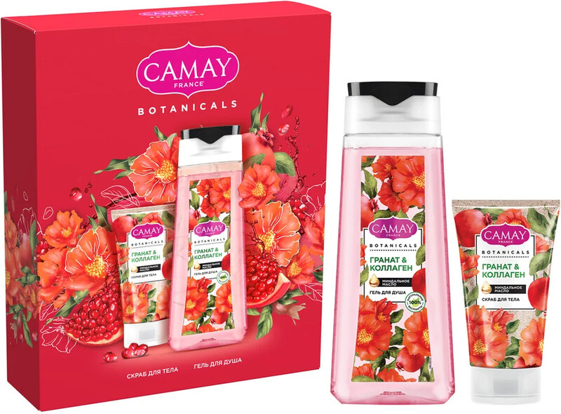 Подарочный набор Camay Цветы граната Гель для душа 250мл + Скраб для тела 120мл