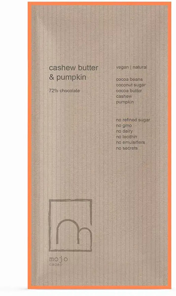 Шоколад горький 72% с шоколадно-ореховой пастой тыква Mojo Cacao, 57 г
