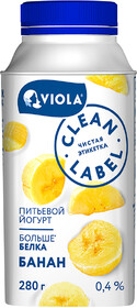 Йогурт питьевой Viola Clean Label Банан 0,4%, 280 мл