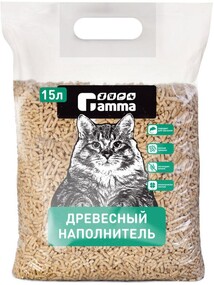 Наполнитель для туалета GAMMA древесный, 15 л