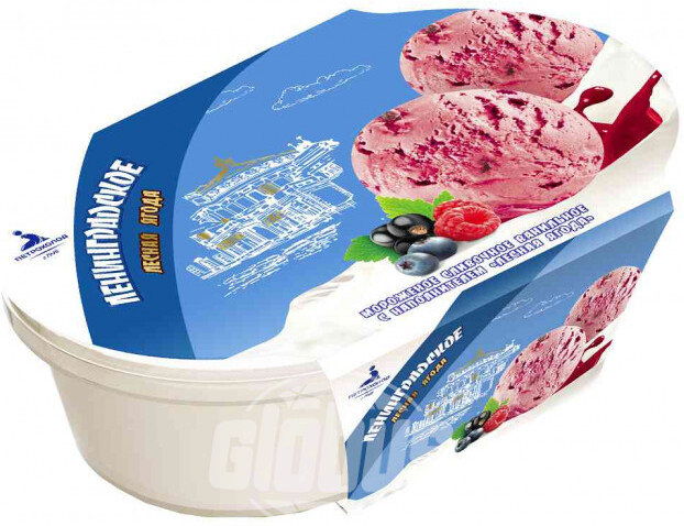 Мороженое сливочное Петрохолод Ленинградское ванильное с наполнителем Лесная ягода, 450 г