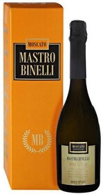 Вино игристое белое полусладкое «Mastro Binelli Moscato» в подарочной упаковке, 0.75 л