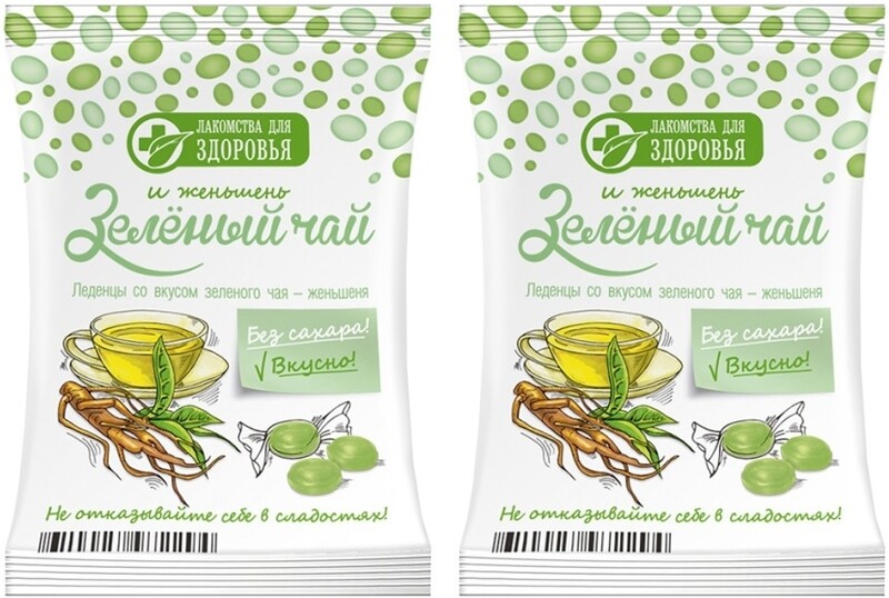 Карамель леденцовая Лакомства для здоровья со вкусом Зелёного чая и женьшеня, 50 г