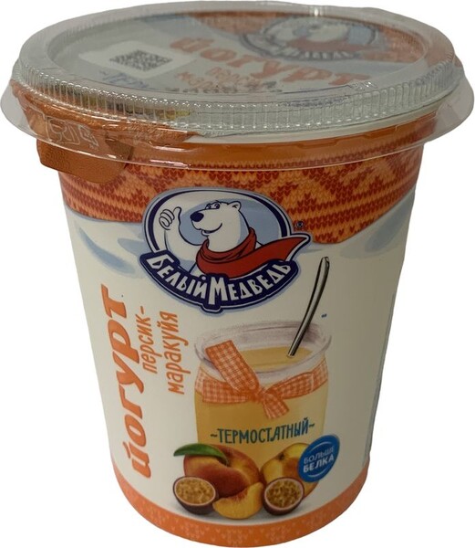 Йогурт Белый Медведь персик-маракуйя термостатный 3.2% 290г