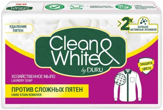Мыло хозяйственное Duru Clean&White 120г против сложных пятен