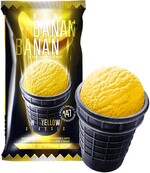 Мороженое Banan с ароматом банана в черном стакане, ТД Поспел, 70 гр., флоу-пак