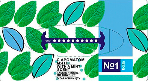 Платочки бумажные Bella №1 Двухслойные 150 штук с запахом Мяты, картон