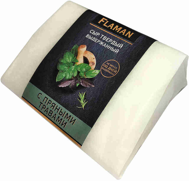 БЗМЖ Сыр твердый выдержанный с пряными травами 40% Flaman Россия 200г