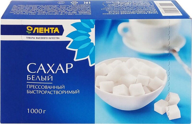 Сахар-рафинад ЛЕНТА белый кусковой категория Экстра ГОСТ, 1кг Россия, 1000 г