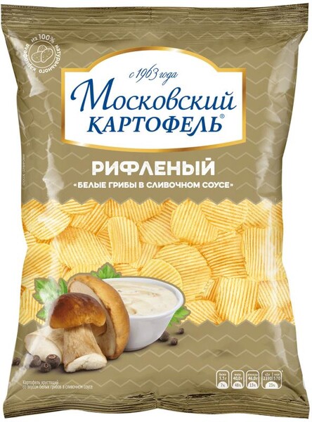 Картофель Московский хруст. рифл со вкусом Белых грибов в сливочном соусе 130г