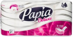 Туалетная бумага Papia Deluxe белая 4 слоя, 8 рулонов