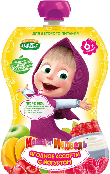 Пюре Маша и медведь ягодное ассорти с йогуртом 90 г
