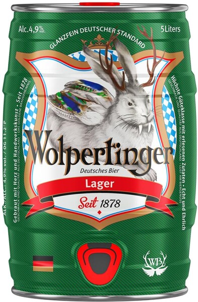 Пиво Wolpertinger светлое фильтрованное 4,9%, 5 л