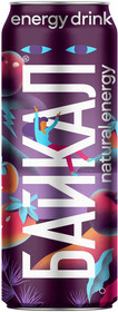 Энергетический напиток  Байкал natural energy земляника и чёрная вишня, 450 мл., ж/б
