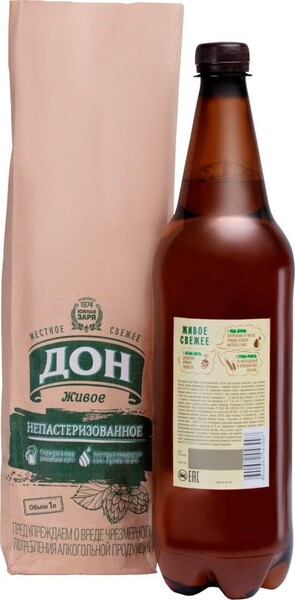 Пиво Дон Живое светлое непастеризованное 4% 1л Балтика