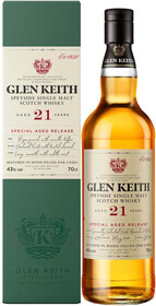 Виски шотландский «Glen Keith 21 Years Old» в подарочной упаковке, 0.7 л