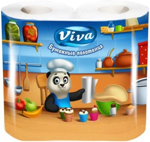 Полотенца бумажные Viva двухслойные белые, 2 шт., пакет