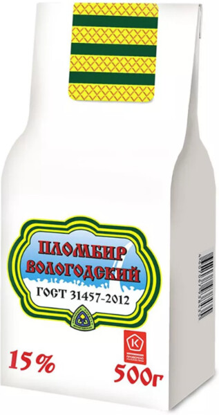 Мороженое 15%, «Вологодский пломбир», 500 г, Россия, БЗМЖ