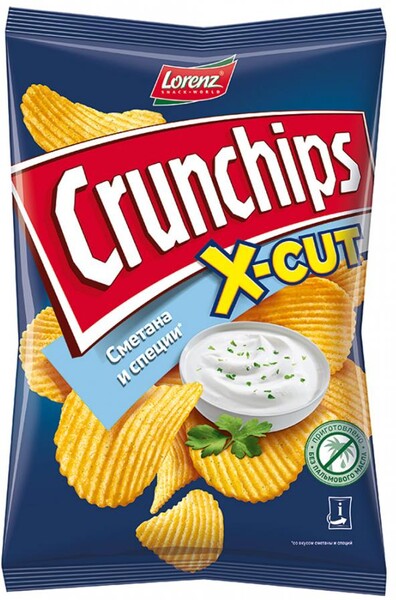 Чипсы Lorenz Crunchips X-Cut картофельные со вкусом сметаны и специй 140 г
