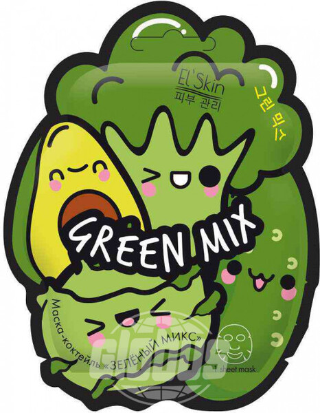Маска-коктейль для лица тканевая El'Skin Зелёный микс, 23 мл