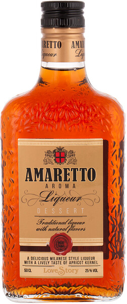 Ликер Ладога История любви аромат Амаретто десертный 25%, 0,5л