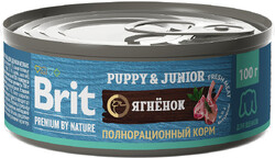 Корм для щенков BRIT Premium by Nature ягненок банка 100г