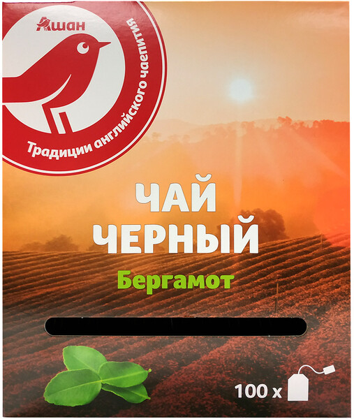 Чай черный АШАН Красная птица с бергамотом листовой, 200 г