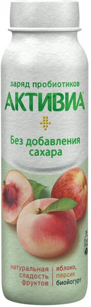 Йогурт АктиБио питьевой Яблоко Персик без сахара 260 г