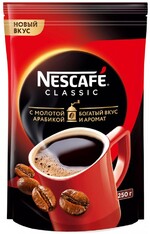 Кофе Nescafe Classic 100% натуральный растворимый порошкообразный с добавлением жареного молотого кофе 250 г