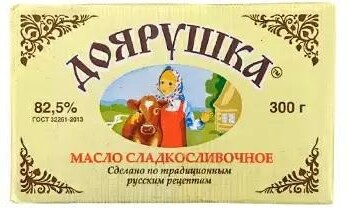 Масло сладкосливочное Доярушка 82,5% 300 гр., бумага