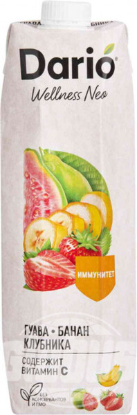 Нектар Dario Wellness Neo Гуава, банан, клубника, 1 л
