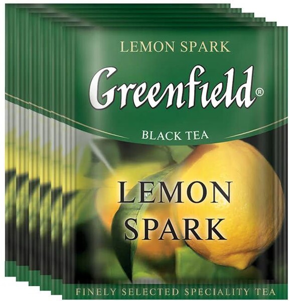 Чай Greenfield Lemon Spark черный, 100 пакетов, 150 гр., картон