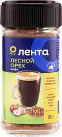 Кофе растворимый ЛЕНТА с ароматом лесного ореха сублимированный, 95г