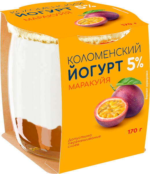Йогурт Коломенский с наполнителем «Маракуйя» 5% 170г, Россия
