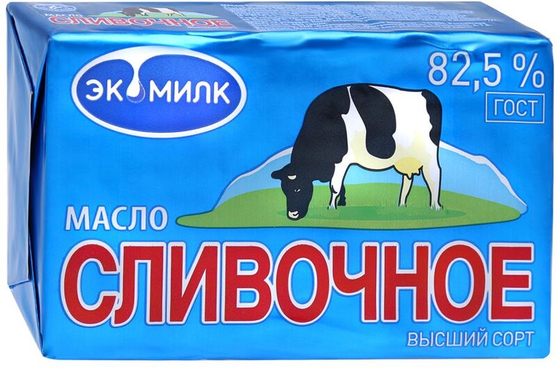 Масло Экомилк коровье сливочное 82,5% 450г