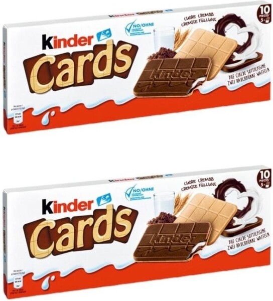 Вафли Kinder Детские открытки с молочным шоколадом и какао начинкой, 76,8 гр., картон