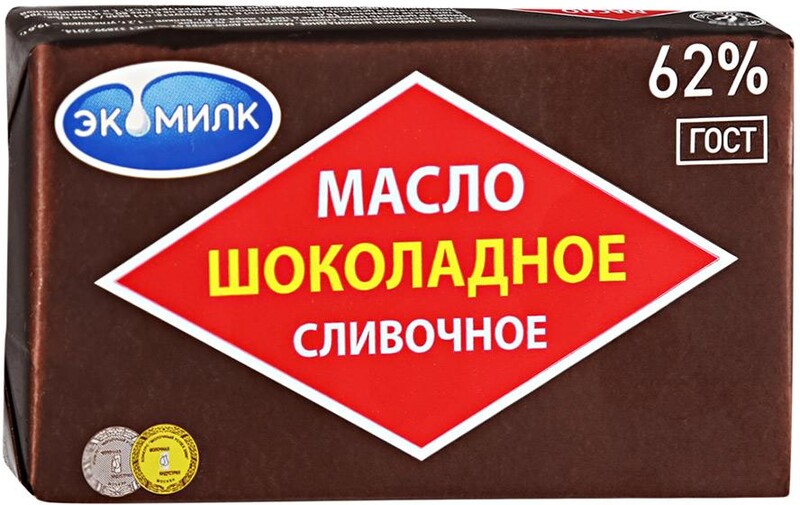 Масло Экомилк Шоколадное сливочное 62% 180г