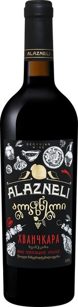 Вино ординарное сортовое Хванчкара красное п/сладкое ГВМТ Групп серия Алазнели Грузия 750 мл., стекло