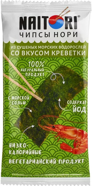 Чипсы Natori из морских водорослей со вкусом креветки 3 г