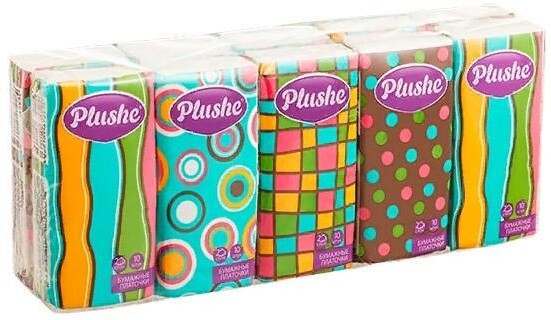 Бумажные платки Plushe 2-слойные орнаменты 10 листов 10 шт., целлофан