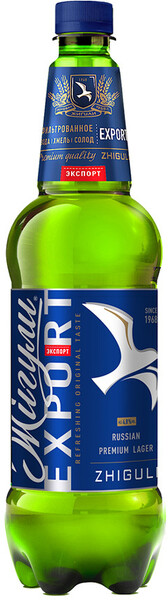 Пиво светлое Жигули Барное Экспорт фильтрованное пастеризованное 4.8% 0.9 л, Россия