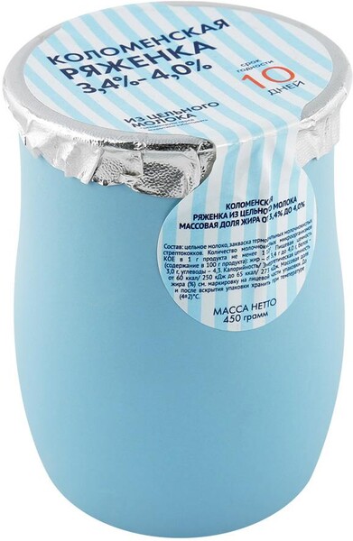 Ряженка Коломенское молоко 3.4-4.0% 450 г
