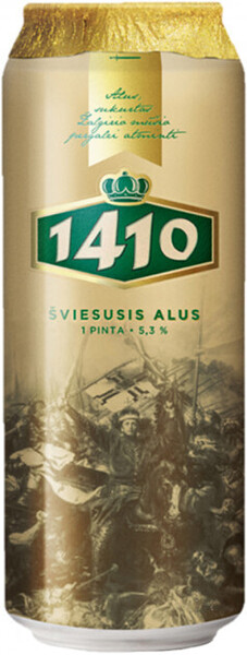 Пиво «Volfas Engelman 1410 Sviesusis Alus» в жестяной банке, 0.33 л