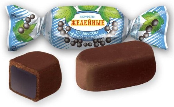 Конф.Желейные со вкусом черн смород ,1 кг., флоу-пак