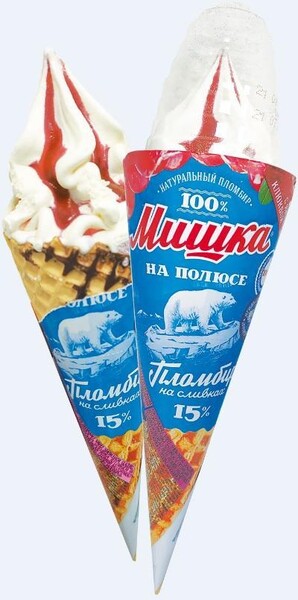 Мороженое Мишка на полюсе Рожок гигант мишка Клюква-Брусника 155 гр., бумага