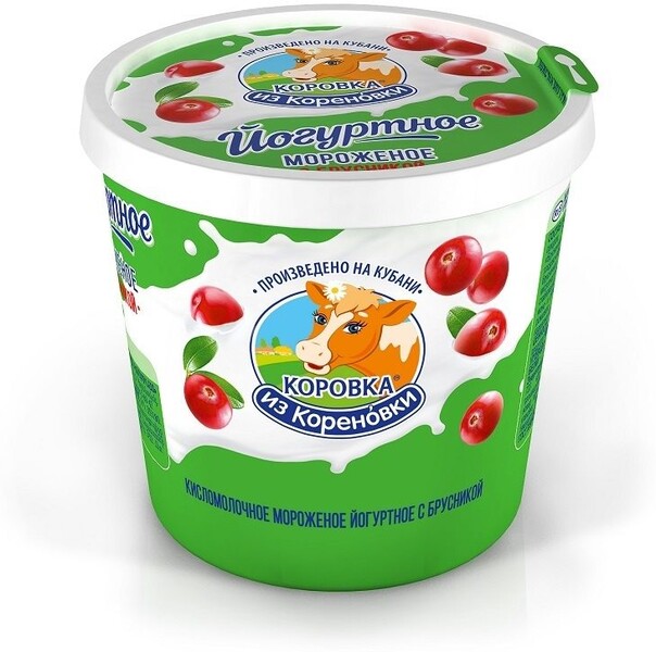 Йогуртное мороженое с брусникой 6%, Коровка из Кореновки, 80 гр., бумажный стакан